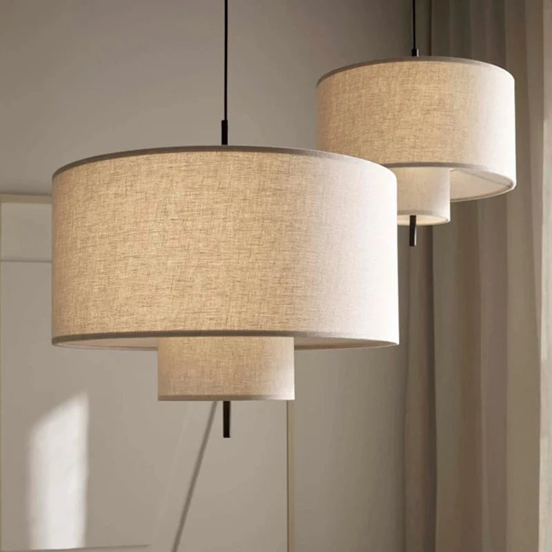 Nordic Wabi-Sabi Fabric Pendant Chandelier in d40cm above a kitchen island