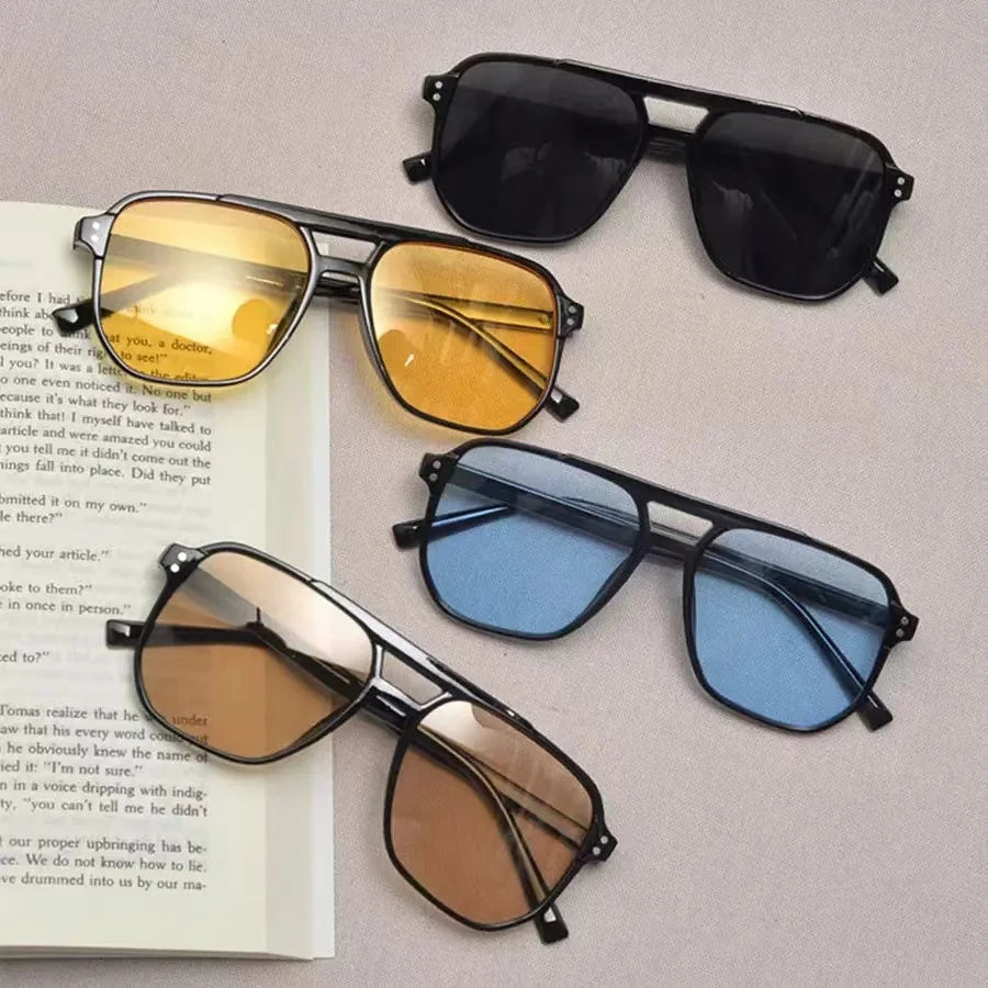 Vintage Square Sunglasses – Unisex UV400 Oversized Shades for Men & Women