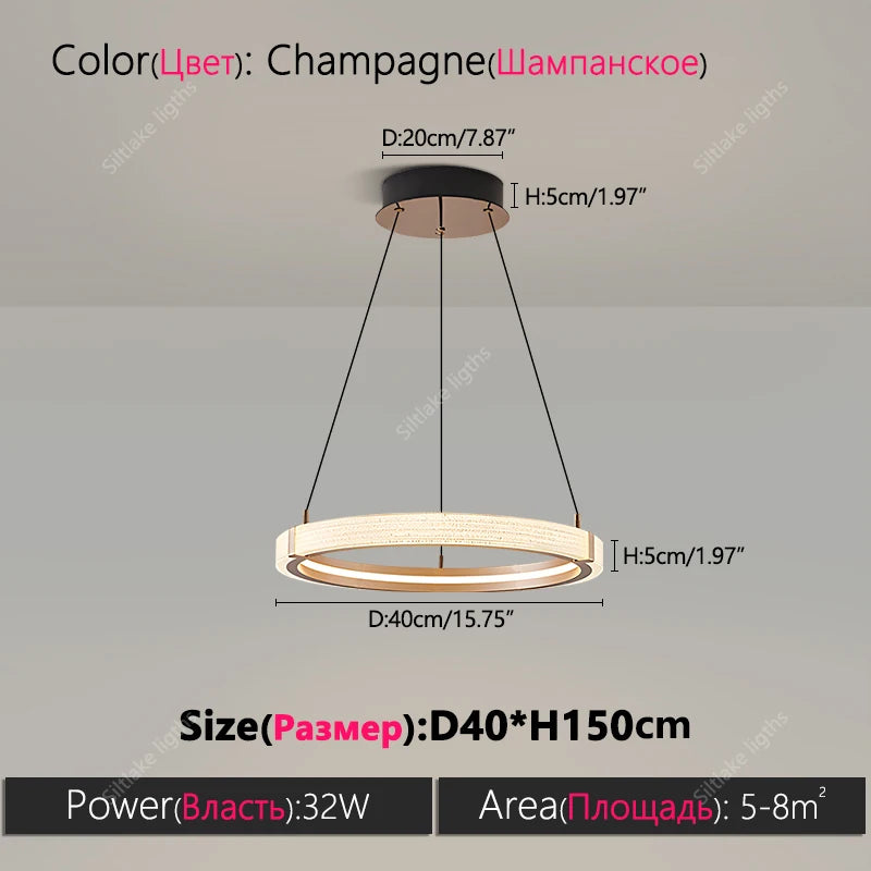 Modern Ring LED Chandelier – Round Pendant Light in neutral light(4000k) over a dining table