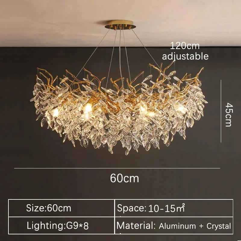 Luxury Gold Crystal LED Chandelier in long 180cm in an entryway