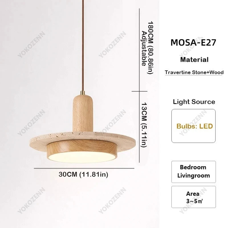 Travertine Kitchen Island Pendant Light in d159-30cm-walunt-3 in an entryway