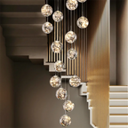 Modern LED Glass Ball Chandelier in 15 heads in an entryway
