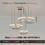 Modern Ring LED Chandelier – Round Pendant Light in warm white (3000k) in a living room