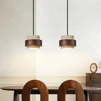 Travertine Cave Stone Pendant Chandelier in d-116-4 lights in a living room