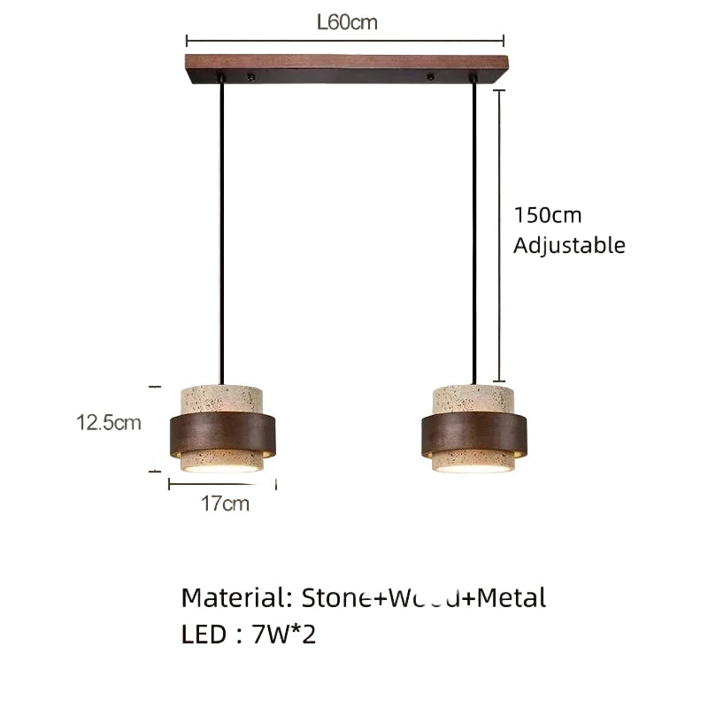 Travertine Cave Stone Pendant Chandelier in d-116-1 light in a living room