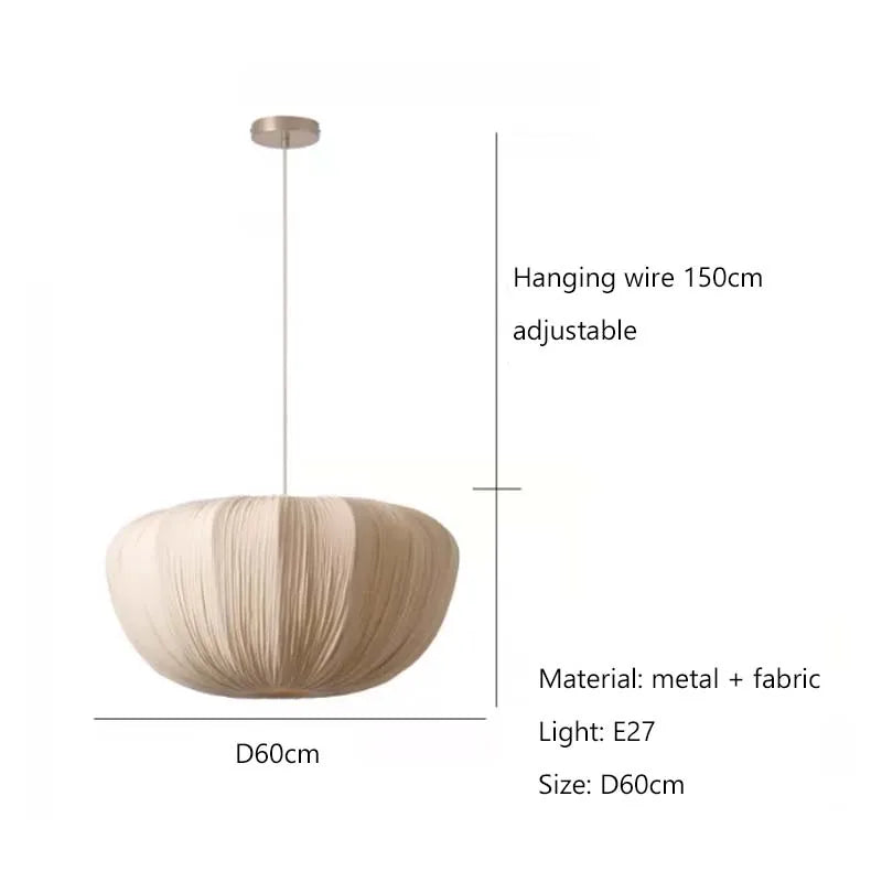 Nordic Wabi-Sabi Fabric Chandelier in d50cm in a living room