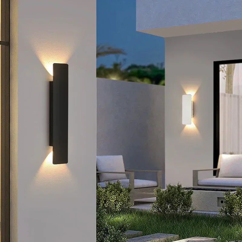 Outdoor Waterproof LED Strip Wall Lamp in white body beside a bed
