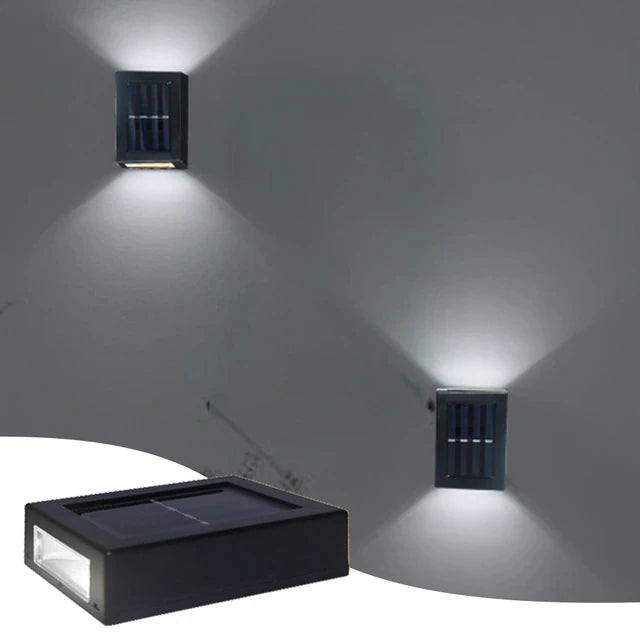 Solar Up & Down Outdoor Wall Lamp in white light in a stairwell