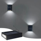 Solar Up & Down Outdoor Wall Lamp in white light in a stairwell