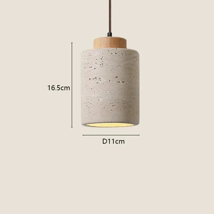 Travertine Stone LED Pendant Light in d051-p log color in a living room