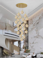 Modern LED Glass Ball Chandelier in 10 heads in a living room