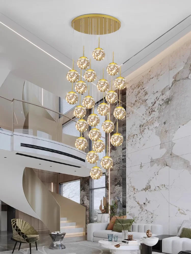 Modern LED Glass Ball Chandelier in 10 heads in a living room