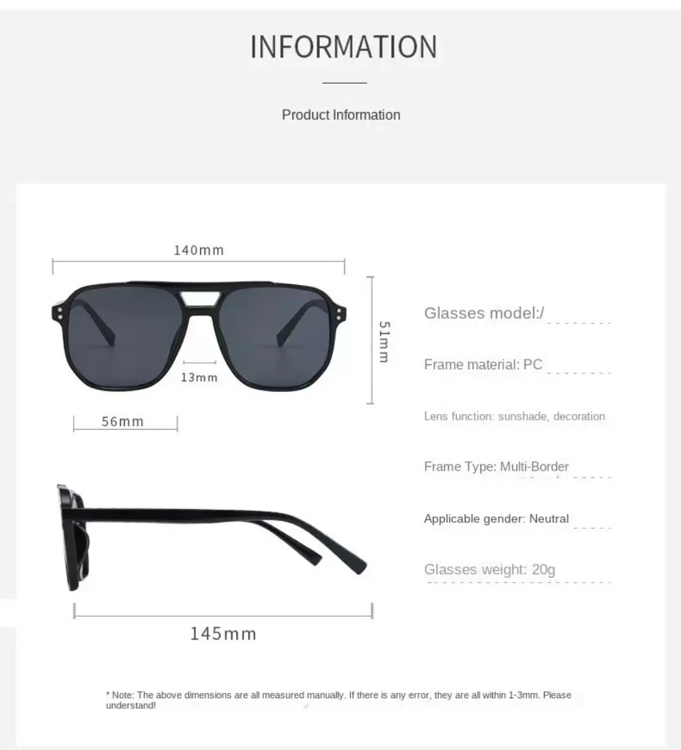 Vintage Square Sunglasses – Unisex UV400 Oversized Shades for Men & Women