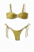 Shiny Push-Up Bikini Set – Bandeau Halter Swimsuit for Women