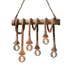 Adjustable Bamboo Pendant Lamp with Industrial Rope Design