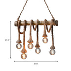 Adjustable Bamboo Pendant Lamp with Industrial Rope Design - EcoChic