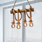 Adjustable Bamboo Pendant Lamp with Industrial Rope Design