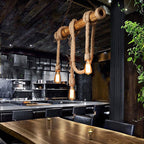 Adjustable Bamboo Pendant Lamp with Industrial Rope Design