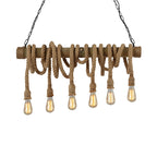 Adjustable Bamboo Pendant Lamp with Industrial Rope Design