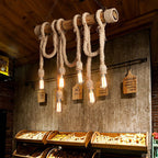 Adjustable Bamboo Pendant Lamp with Industrial Rope Design