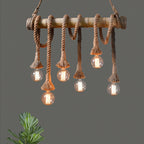 Adjustable Bamboo Pendant Lamp with Industrial Rope Design