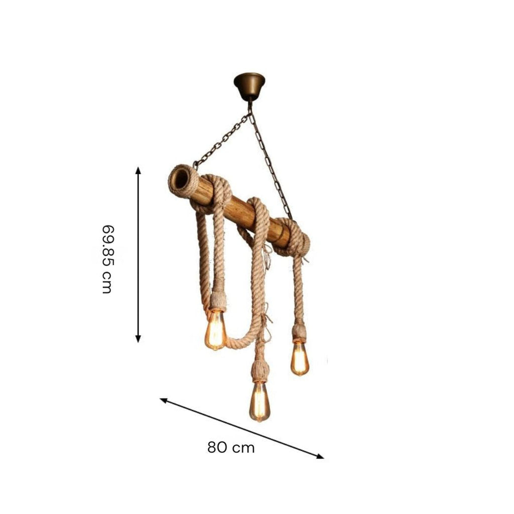 Adjustable Bamboo Pendant Lamp with Industrial Rope Design