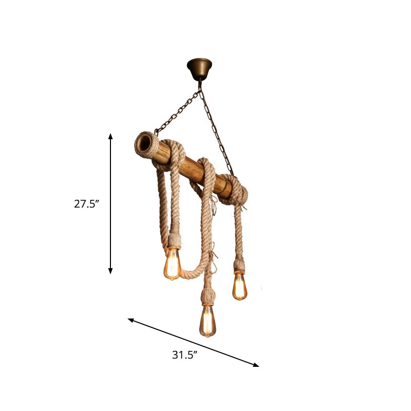 Adjustable Bamboo Pendant Lamp with Industrial Rope Design - EcoChic