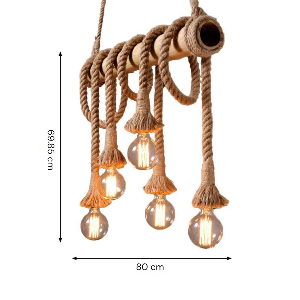 Adjustable Bamboo Pendant Lamp with Industrial Rope Design