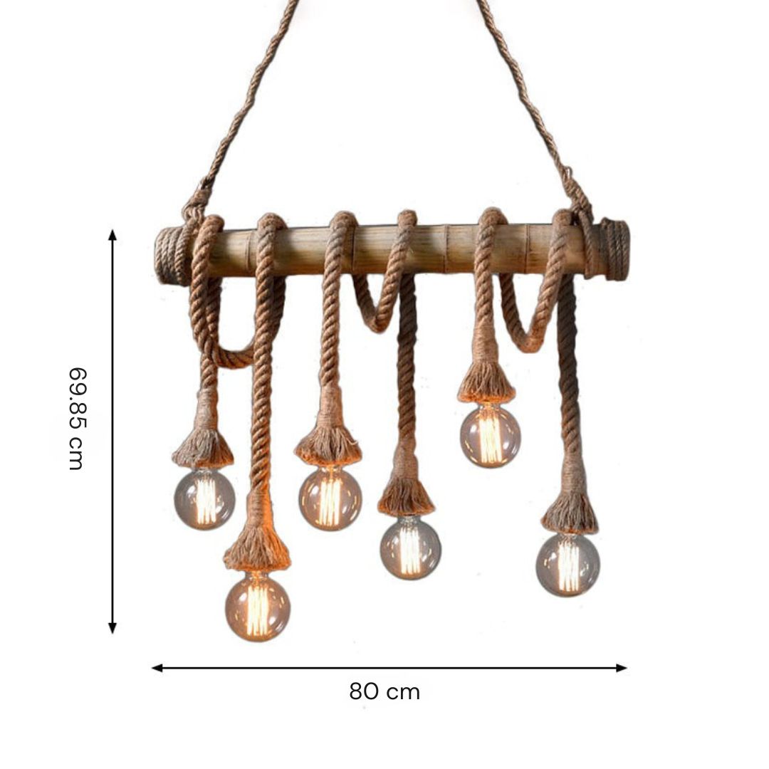 Adjustable Bamboo Pendant Lamp with Industrial Rope Design