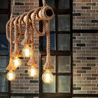 Adjustable Bamboo Pendant Lamp with Industrial Rope Design