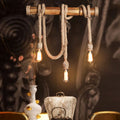 Adjustable Bamboo Pendant Lamp with Industrial Rope Design