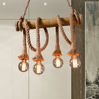 Adjustable Bamboo Pendant Lamp with Industrial Rope Design