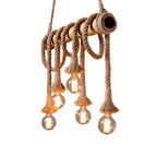Adjustable Bamboo Pendant Lamp with Industrial Rope Design