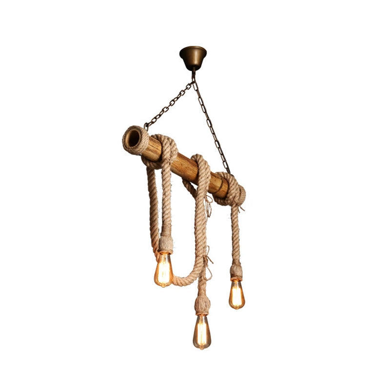 Adjustable Bamboo Pendant Lamp with Industrial Rope Design