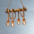 Adjustable Bamboo Pendant Lamp with Industrial Rope Design