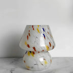 Aesthetic Glass Mushroom Lamp - LumiMush in coloured dots in a bedroom