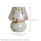 Aesthetic Glass Mushroom Lamp - LumiMush in white dots on a side table