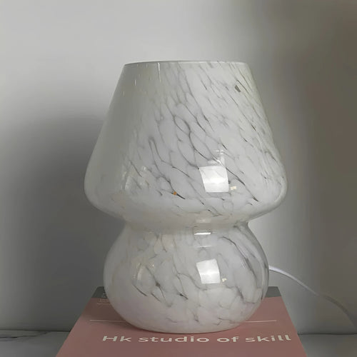 Aesthetic Glass Mushroom Lamp - LumiMush in white dots
