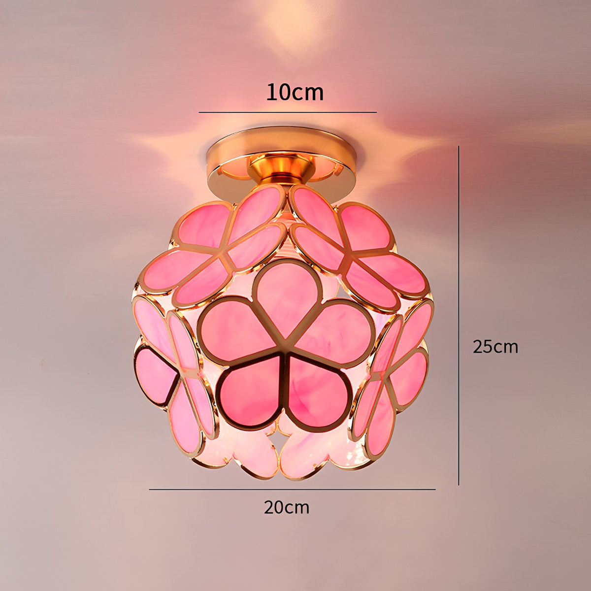 Artistic Glass Ceiling Light with Floral Design - FlowerHall in green in a living room