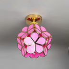Artistic Glass Ceiling Light with Floral Design - FlowerHall in transparent in a bedroom
