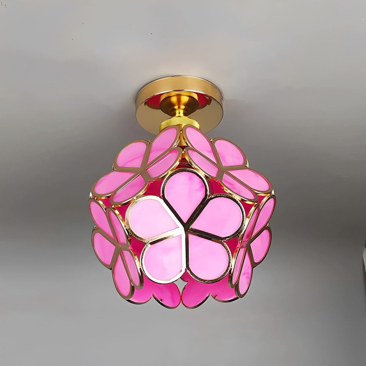 Artistic Glass Ceiling Light with Floral Design - FlowerHall in transparent in a bedroom