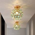 Artistic Glass Ceiling Light with Floral Design - FlowerHall in transparent in a bedroom