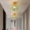 Artistic Glass Ceiling Light with Floral Design - FlowerHall in pink in a hallway