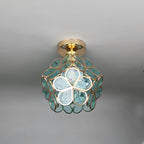 Artistic Glass Ceiling Light with Floral Design - FlowerHall in transparent in a bedroom