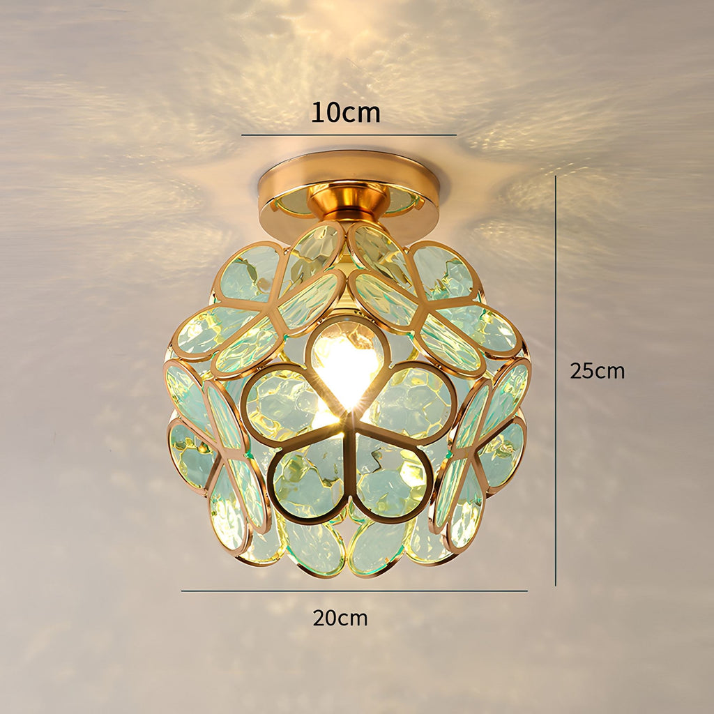 Artistic Glass Ceiling Light with Floral Design - FlowerHall in d20h25cm in a kitchen