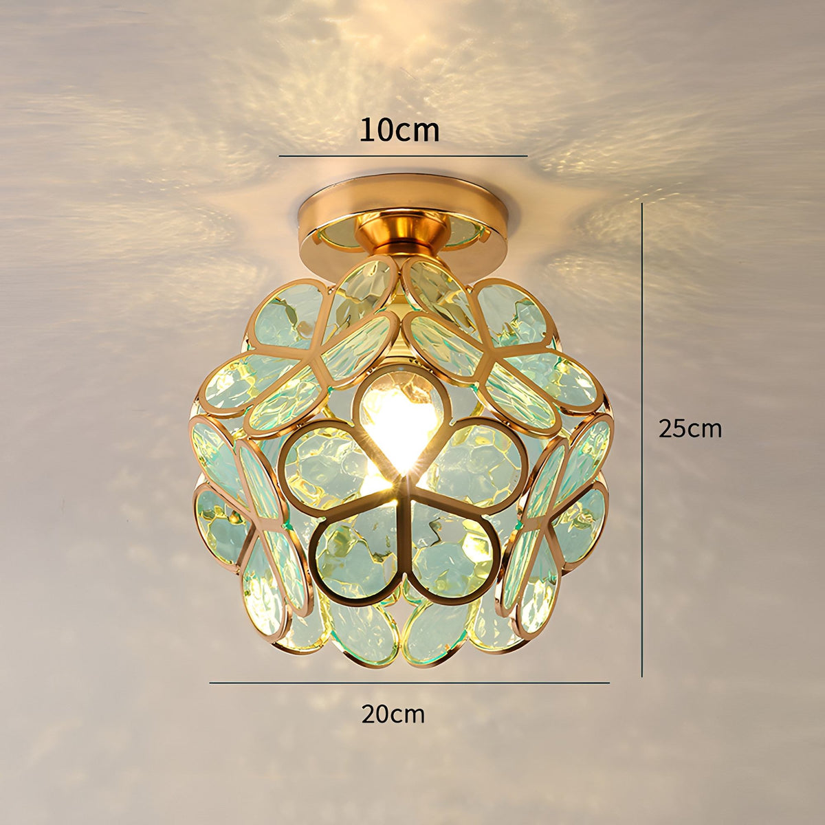 Artistic Glass Ceiling Light with Floral Design - FlowerHall in d20h25cm in a kitchen