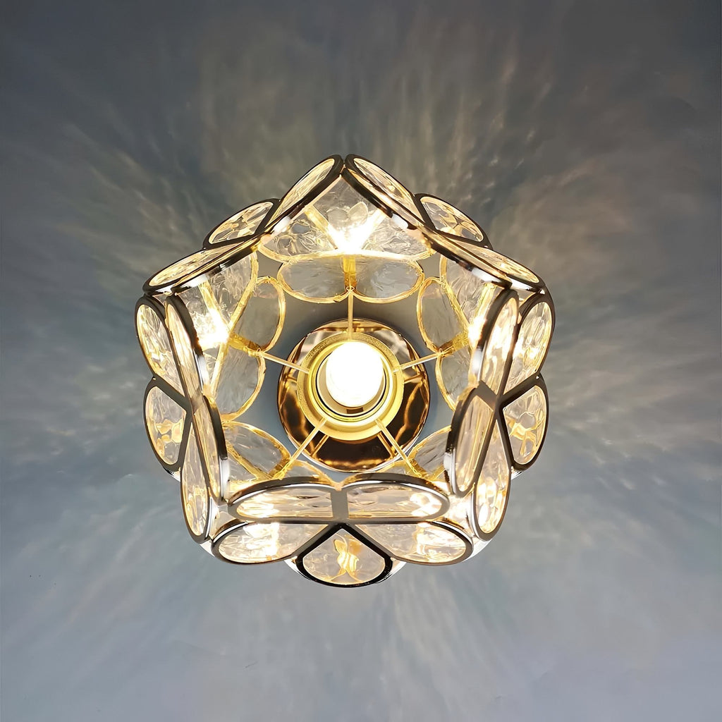 Artistic Glass Ceiling Light with Floral Design - FlowerHall in d20h25cm in a kitchen