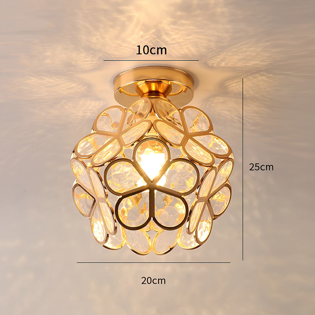 Artistic Glass Ceiling Light with Floral Design - FlowerHall in d20h25cm in a kitchen