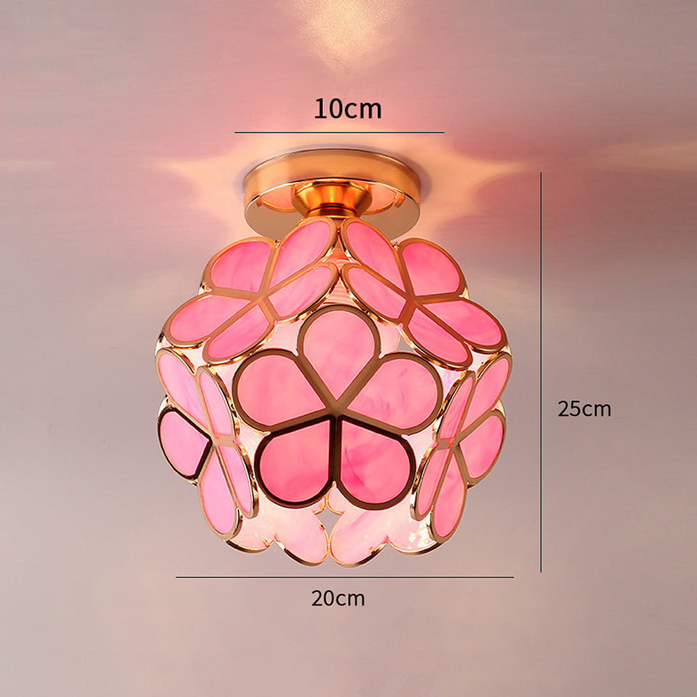 Artistic Glass Ceiling Light with Floral Design - FlowerHall