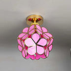 Artistic Glass Ceiling Light with Floral Design - FlowerHall
